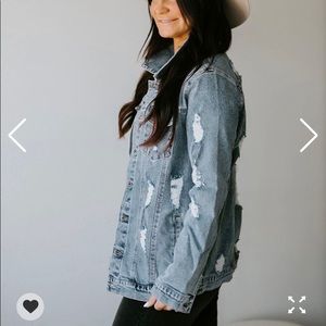 Lily & Lottie Kolbie Distressed Denim Jacket. New